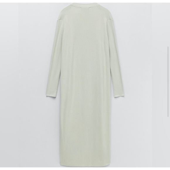 ZARA Ribbed Green Long Duster Cardigan Women Sz MED - Picture 5 of 6
